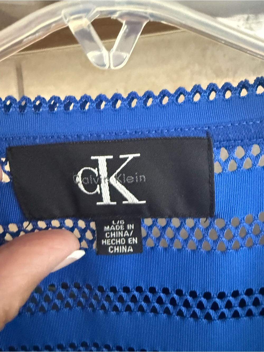 Calvin Klein Bright Blue Open-Knit V-Neck Cover-Up - Picture 2 of 6